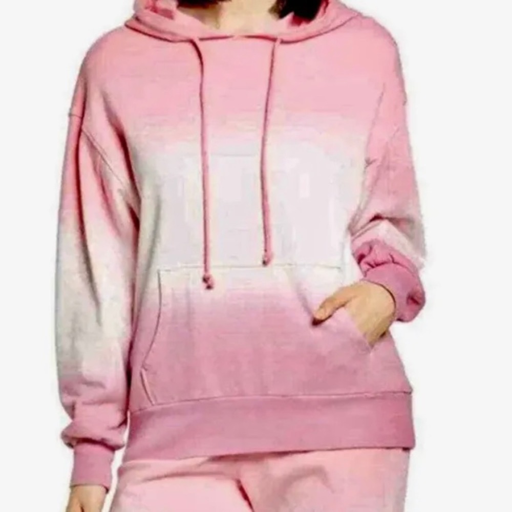 BP. Pink~White Tie Dye Ombre Pullover Hoodie Long Sleeve Sweatshirt Oversized S.